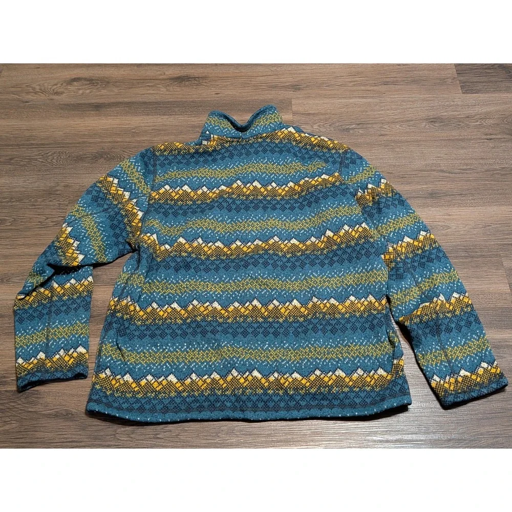 The North Face Gordon Lyons XXL 1/4 Zip Fleece Pullover Blue Fair Isle Geometric